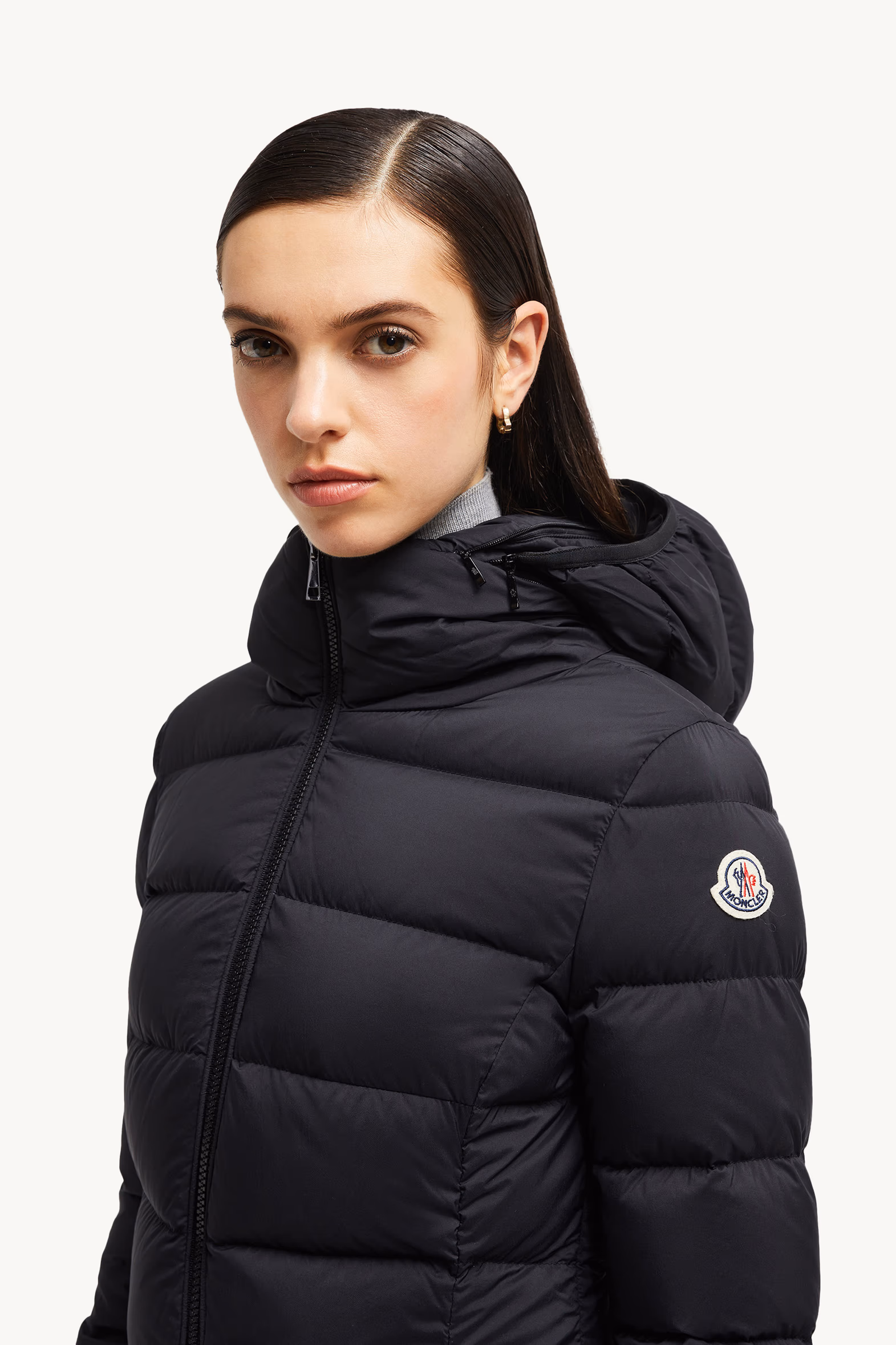 Gie Hooded Long Down Jacket Women Black Moncler 4